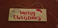 Wall Sign (Merry Christmas with santa Hat)