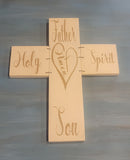 Wall Sign Cross (Father, Son, Holy, Spirit) off white